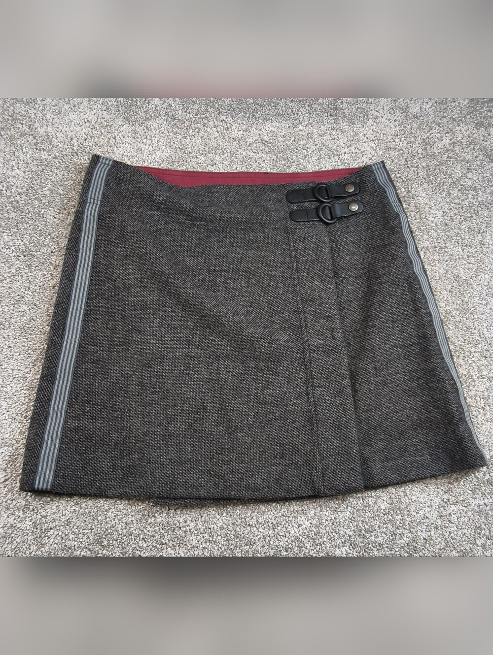 Prana Wool-Blend Quincy Skirt Size Medium Gray Tweed Wrap